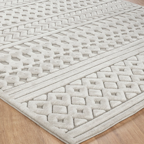 Haruka  In- & Outdoor 3D High & Low Pile Textured White Rug - Image 6