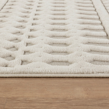 Haruka  In- & Outdoor 3D High & Low Pile Textured White Rug - Image 7