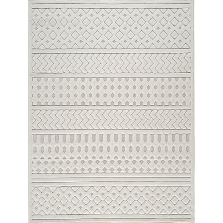 Haruka  In- & Outdoor 3D High & Low Pile Textured White Rug - Image 1