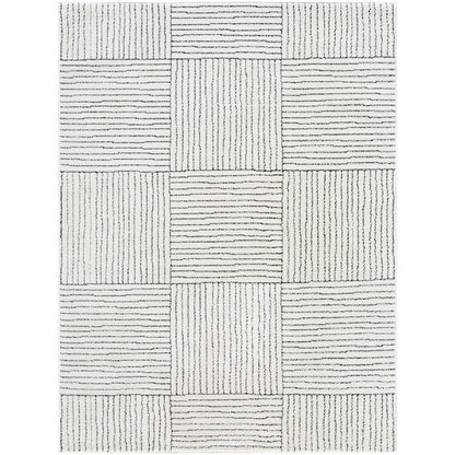 LORAINE Galey Alix x Livabliss Modern Scandi High Pile Ivory/Black Area Rug Flat
