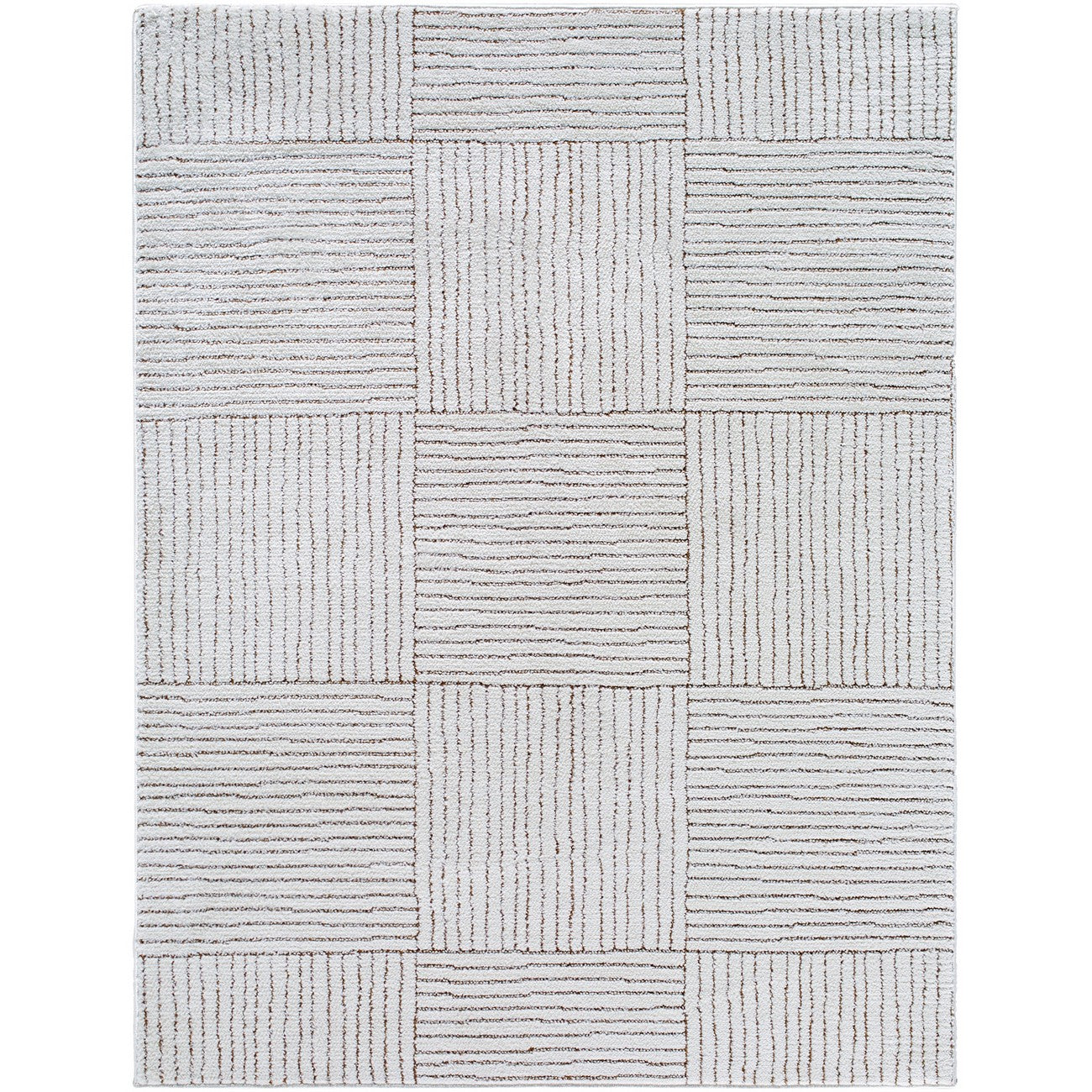 LORAINE Galey Alix x Livabliss Modern Scandi High Pile Ivory/Dark Brown Area Rug Flat