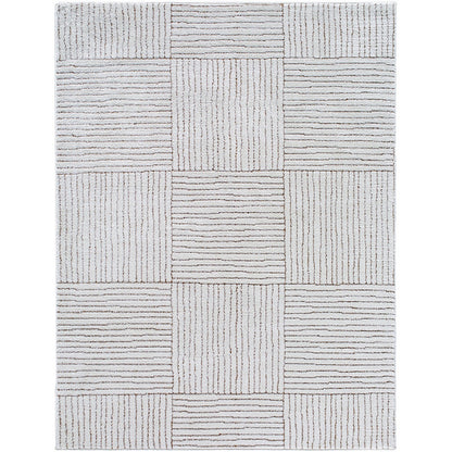 LORAINE Galey Alix x Livabliss Modern Scandi High Pile Ivory/Dark Brown Area Rug Flat