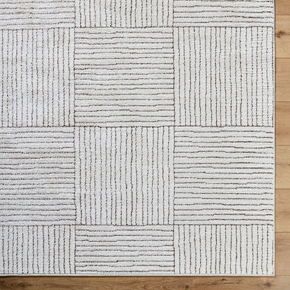LORAINE Galey Alix x Livabliss Modern Scandi High Pile Ivory/Dark Brown Area Rug Overhead