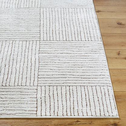LORAINE Galey Alix x Livabliss Modern Scandi High Pile Ivory/Dark Brown Area Rug Front