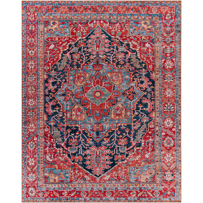 LOREDANA Vintage Oriental Boho Bright Red Area Rug Flat