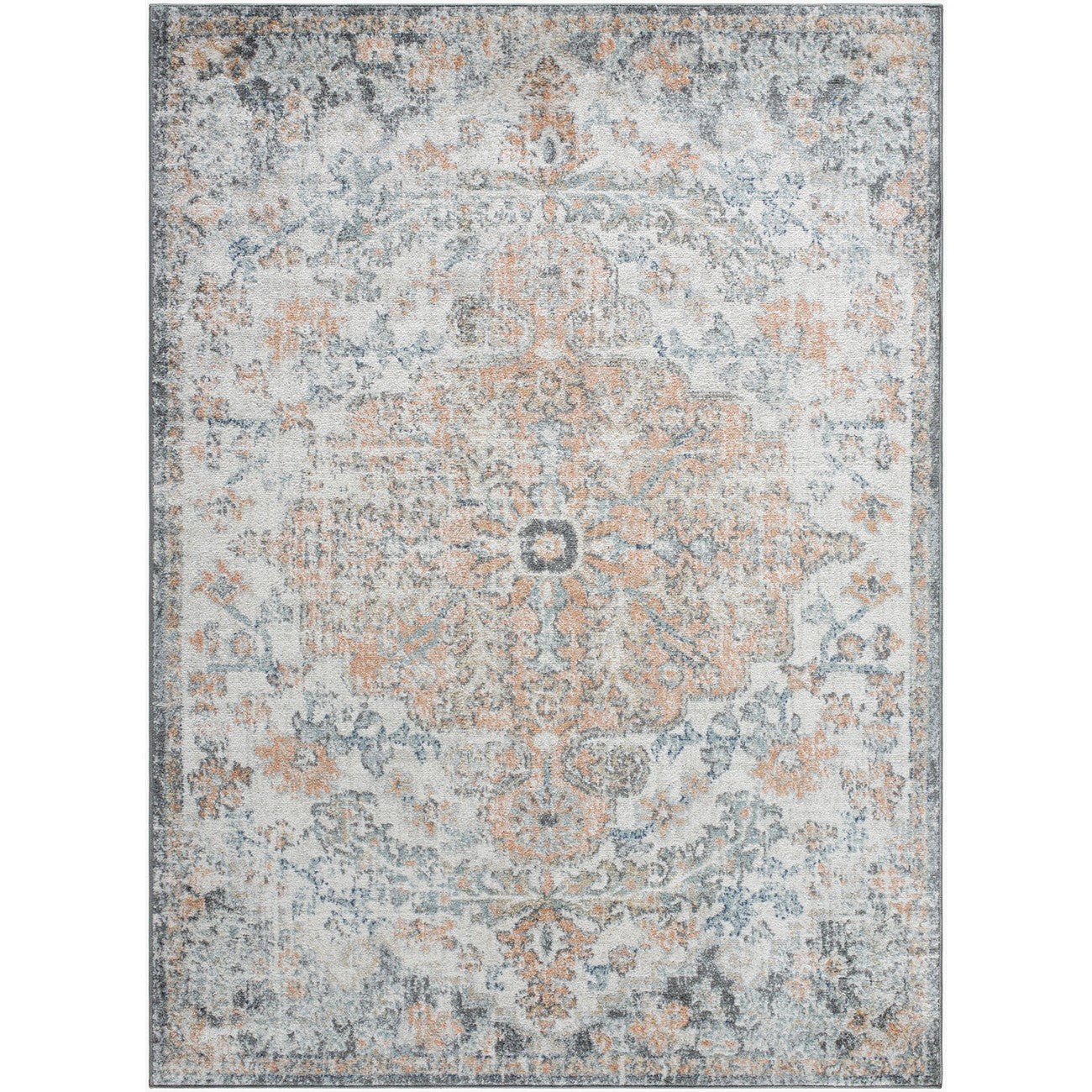 LOU Vintage Oriental Boho Amber Area Rug Flat