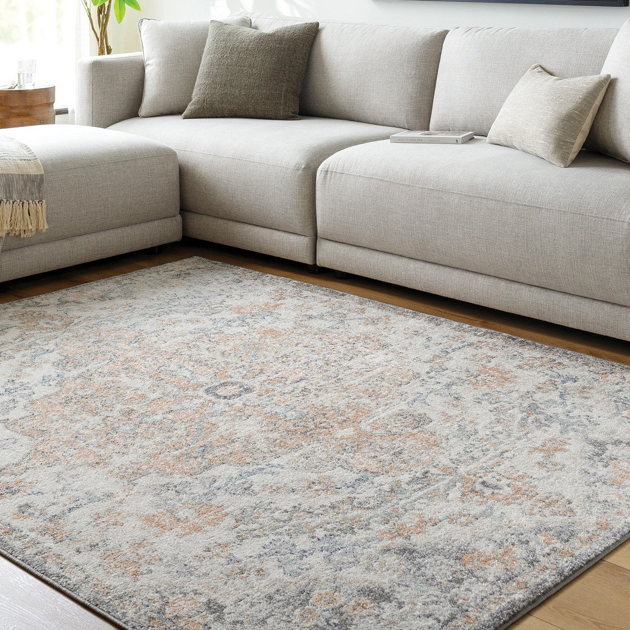 LOU Vintage Oriental Boho Amber Area Rug Roomscene