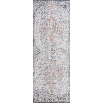 LOU Vintage Oriental Boho Blue Area Rug Flat