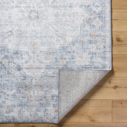 LOU Vintage Oriental Boho Blue Area Rug Fold