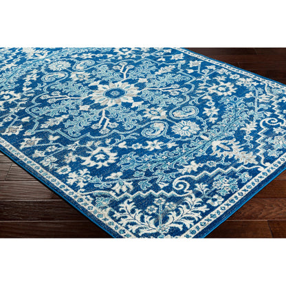 LOU Vintage Oriental Boho Dark Blue Area Rug Corner