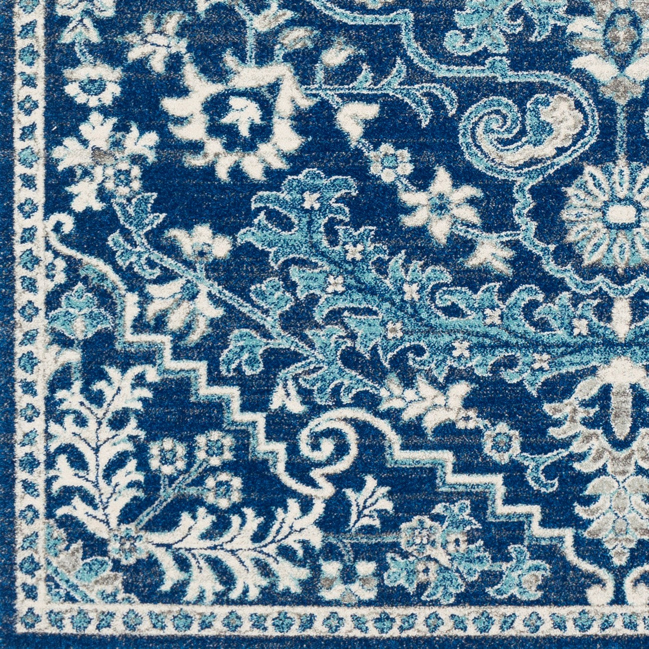 LOU Vintage Oriental Boho Dark Blue Area Rug Swatch