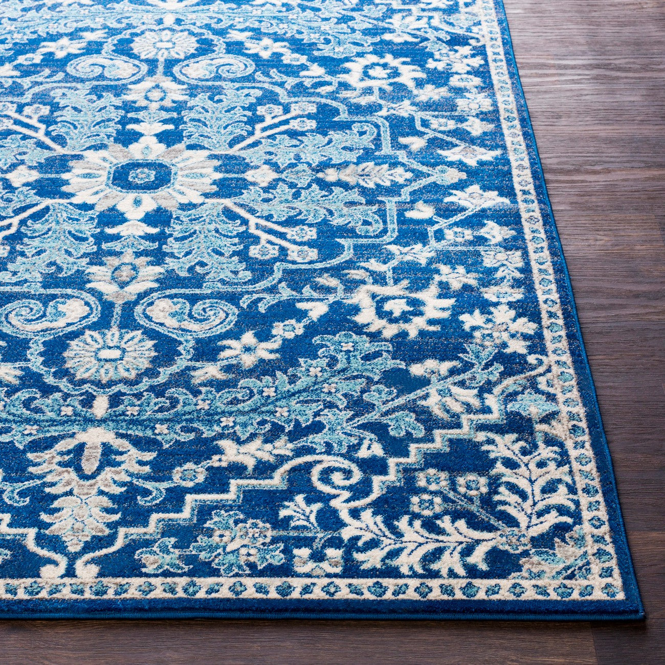 LOU Vintage Oriental Boho Dark Blue Area Rug Front