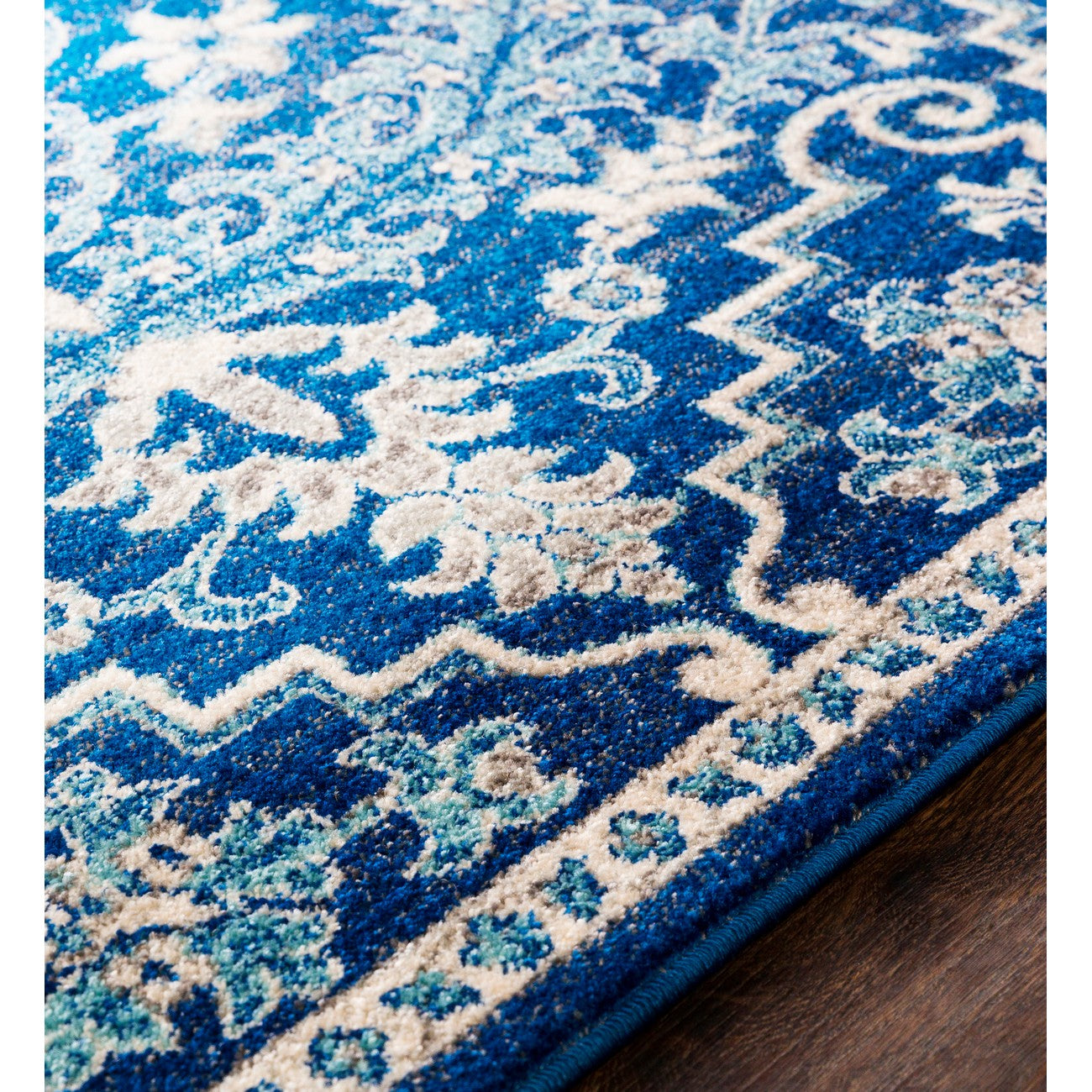 LOU Vintage Oriental Boho Dark Blue Area Rug Texture