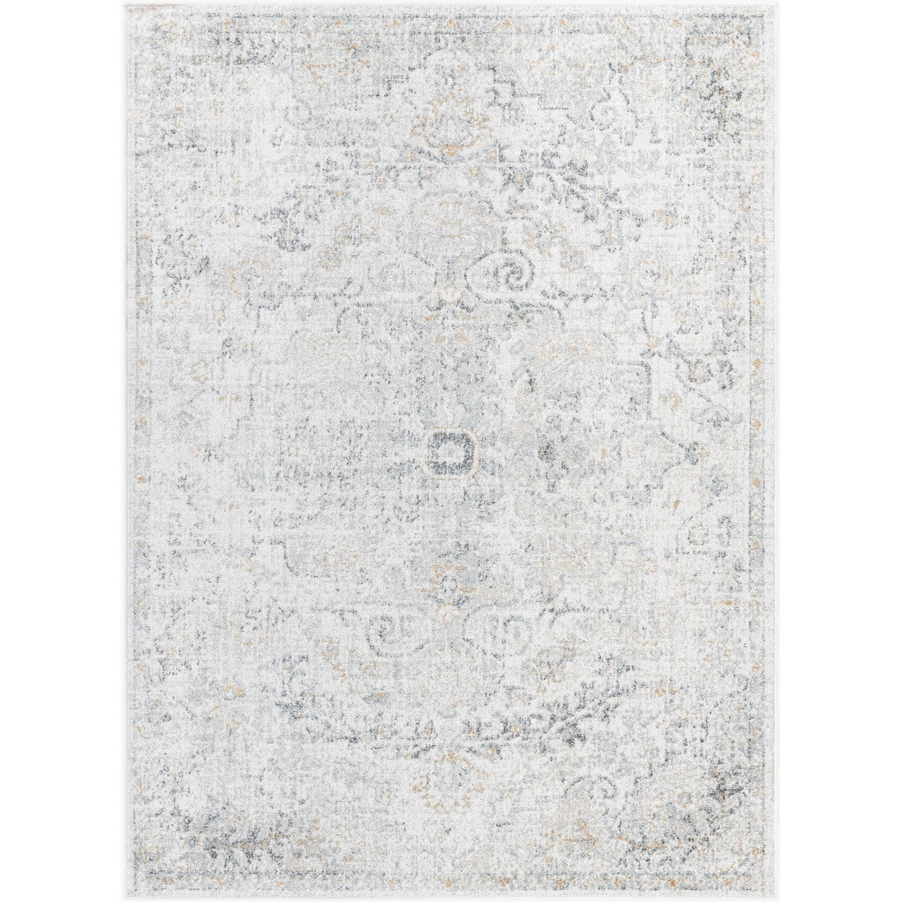 LOU Vintage Oriental Boho Medium Grey Area Rug Flat