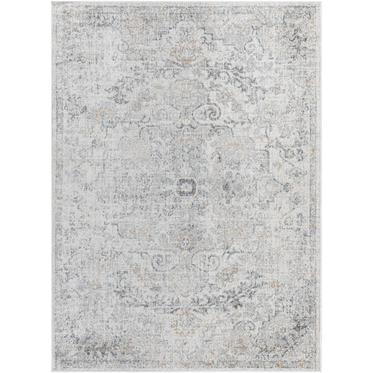 LOU Vintage Oriental Boho Medium Grey Area Rug Flat