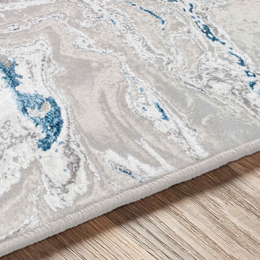 Dahlia Abstract Modern Marble Dark Blue Rug - Image 3