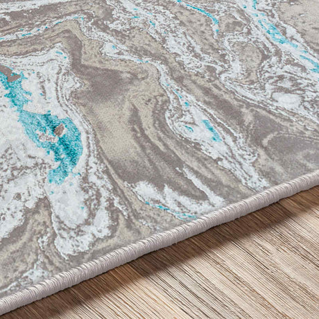 Dahlia Abstract Modern Marble Teal Rug - Image 3