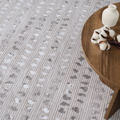 Valkiria Scandi Modern Beige/White Polka Dot Rug - Image 9