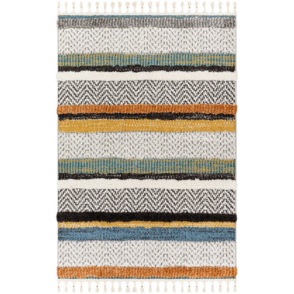 LUCIANA Shaggy Modern Boho Plush Pile Cream Area Rug Flat