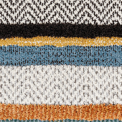 LUCIANA Shaggy Modern Boho Plush Pile Cream Area Rug Swatch