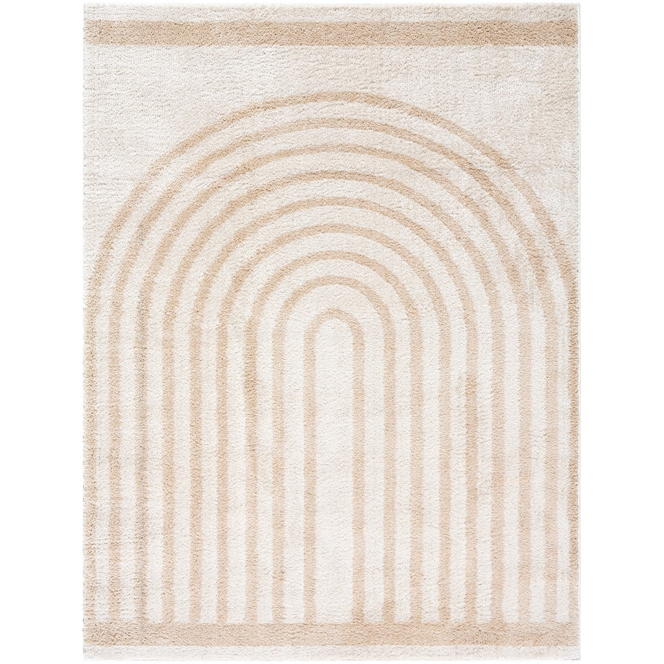 LUCILE Machine Washable Modern Shaggy Beige Area Rug Flat