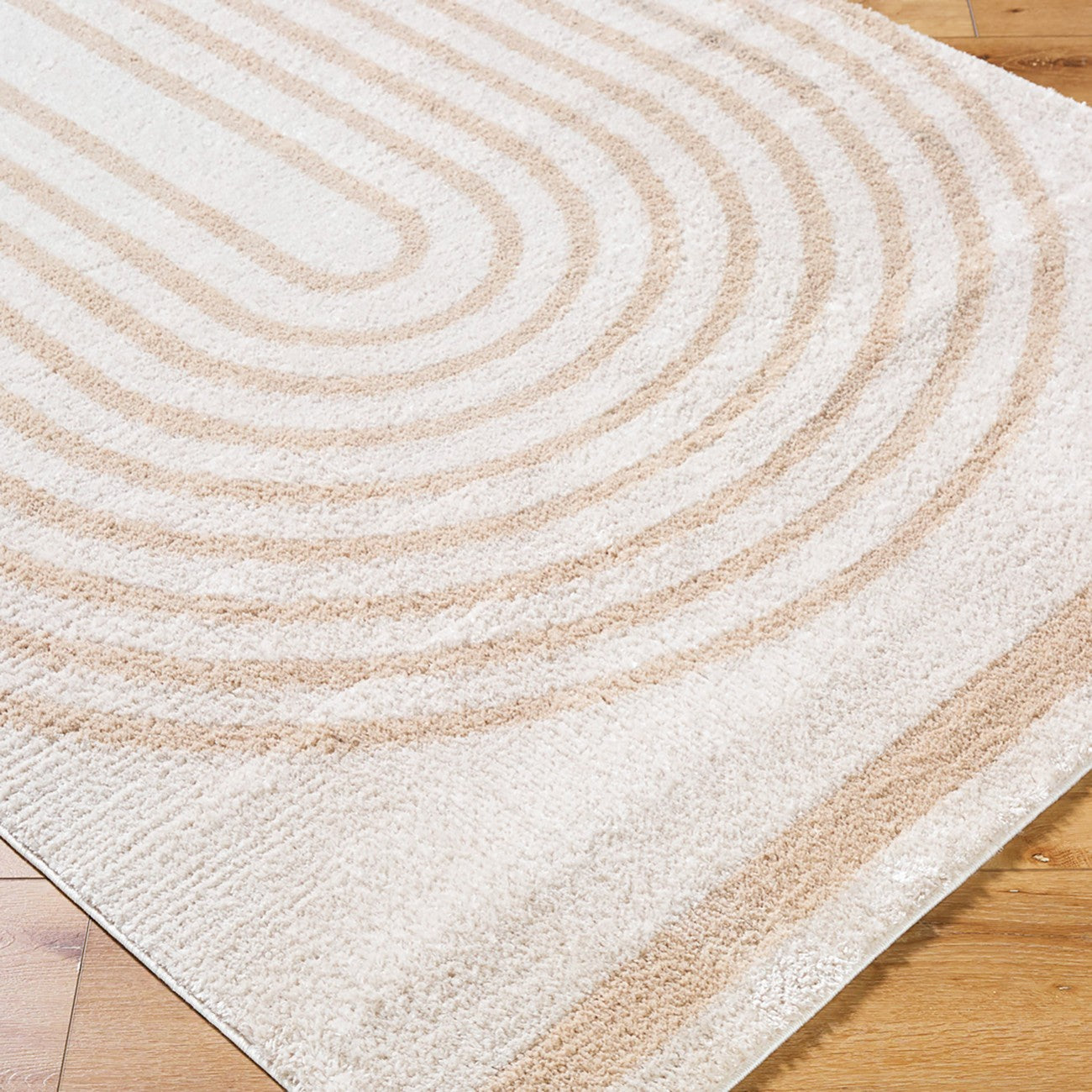 LUCILE Machine Washable Modern Shaggy Beige Area Rug Corner