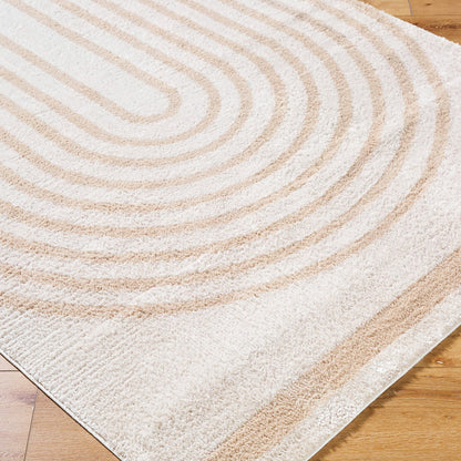 LUCILE Machine Washable Modern Shaggy Beige Area Rug Corner
