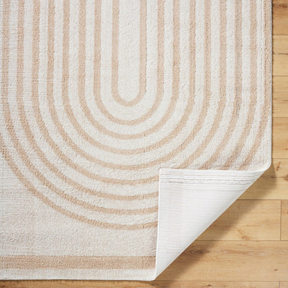 LUCILE Machine Washable Modern Shaggy Beige Area Rug Fold