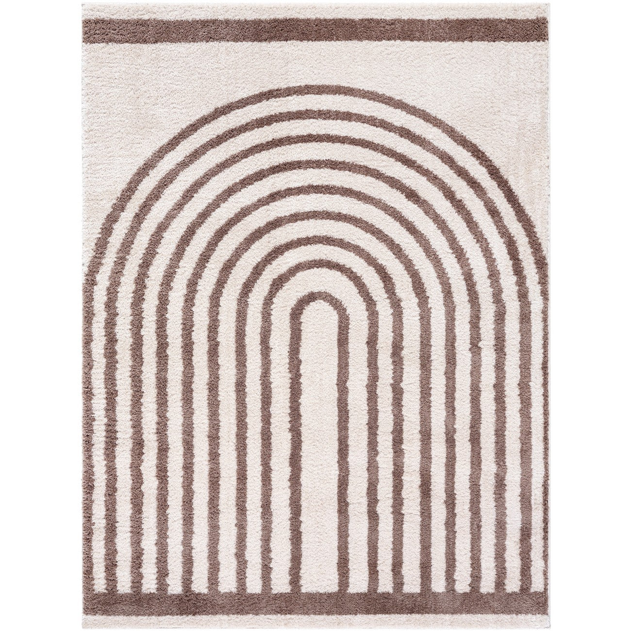 LUCILE Machine Washable Modern Shaggy Dark Brown Area Rug Flat