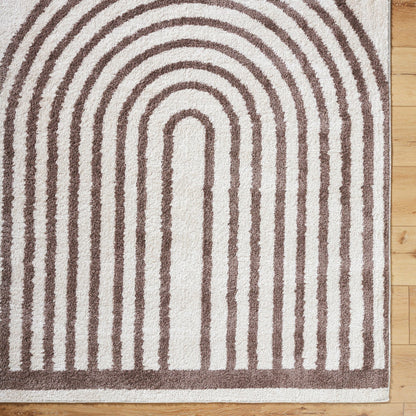 LUCILE Machine Washable Modern Shaggy Dark Brown Area Rug Overhead