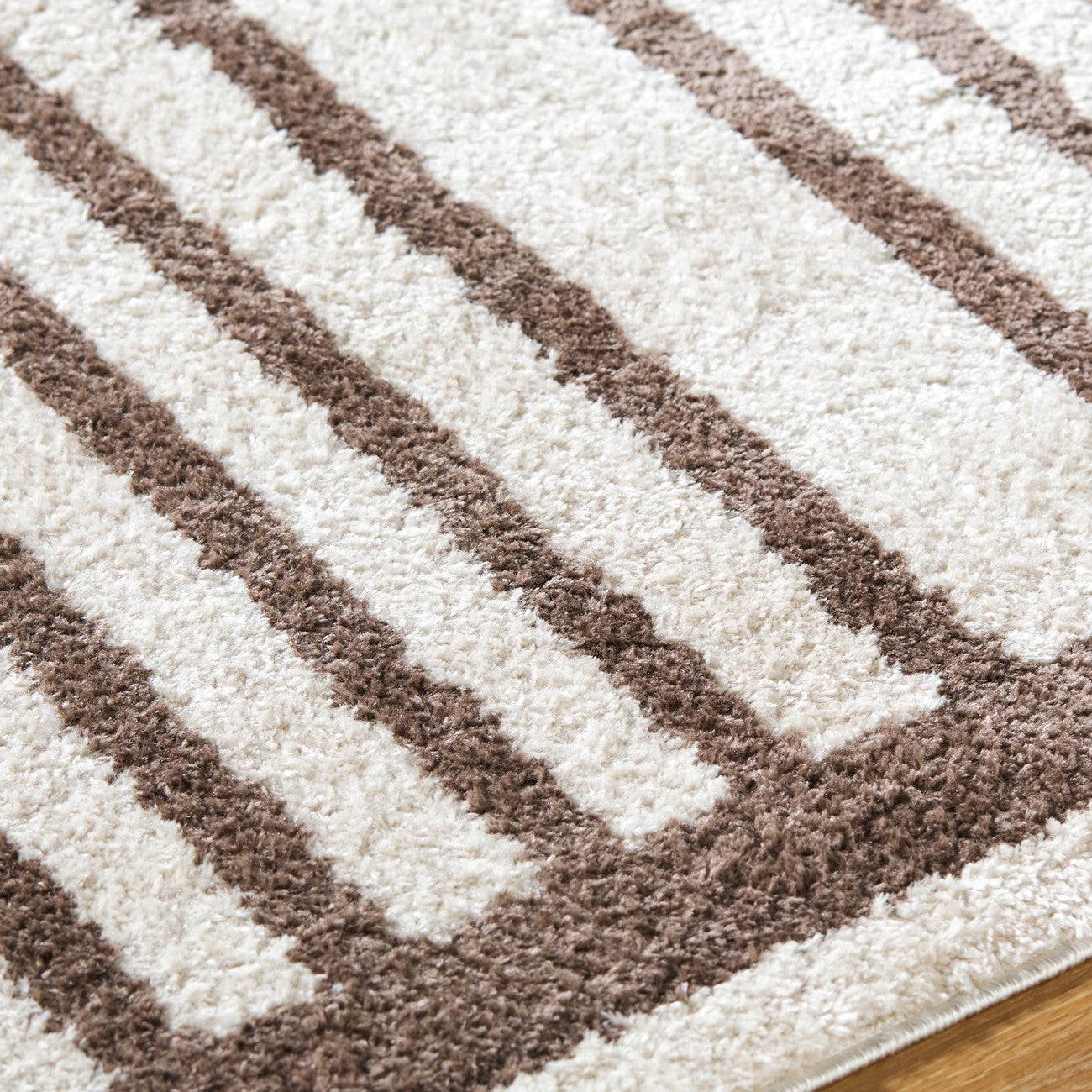 LUCILE Machine Washable Modern Shaggy Dark Brown Area Rug Texture