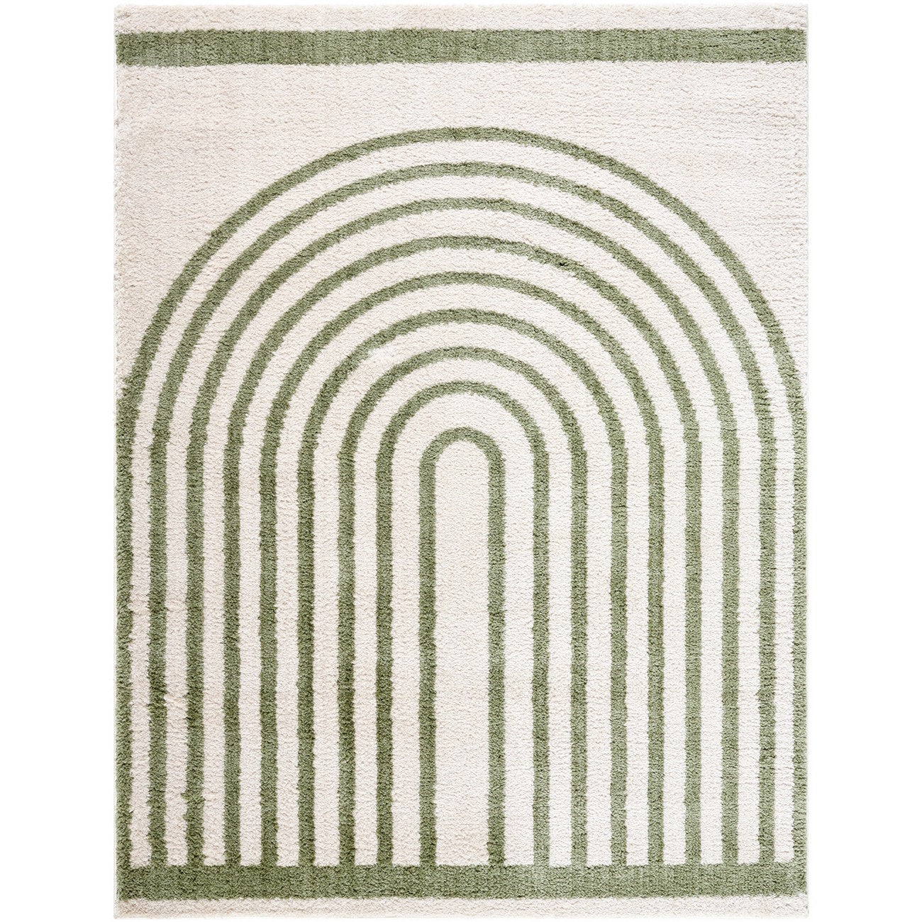 LUCILE Machine Washable Modern Shaggy Grass Green Area Rug Flat