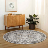 Liana Machine Washable Oriental Boho Beige Rug