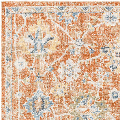 RUBY Machine Washable Traditional Boho Burnt Orange Area Rug Zoom