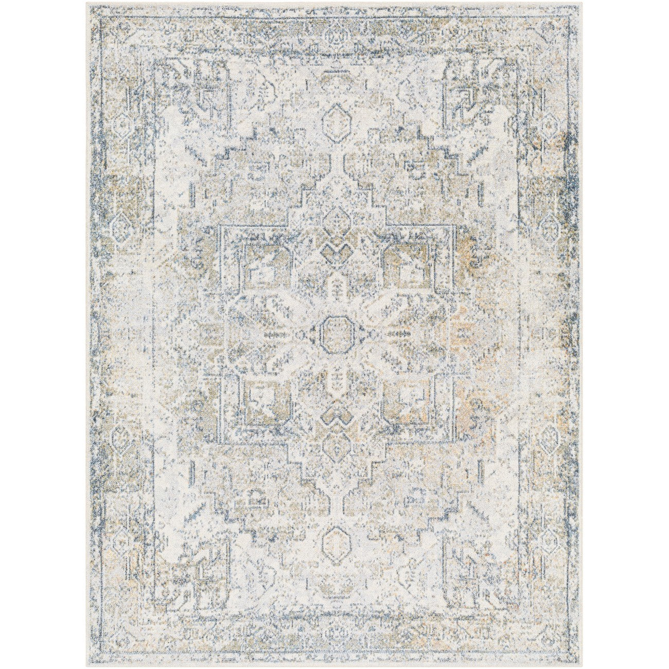 VIVIAN RIDGE Machine Washable Traditional Boho Taupe Area Rug Flat