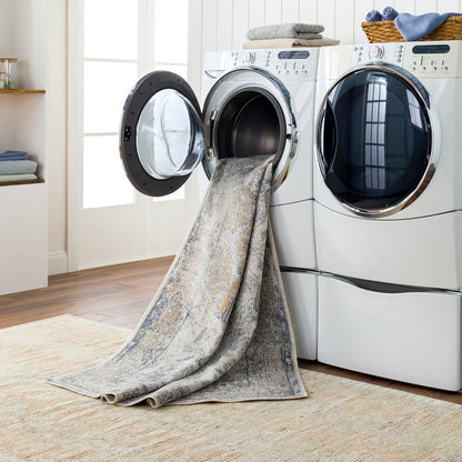 VIVIAN RIDGE Machine Washable Traditional Boho Taupe Area Rug Styleshot