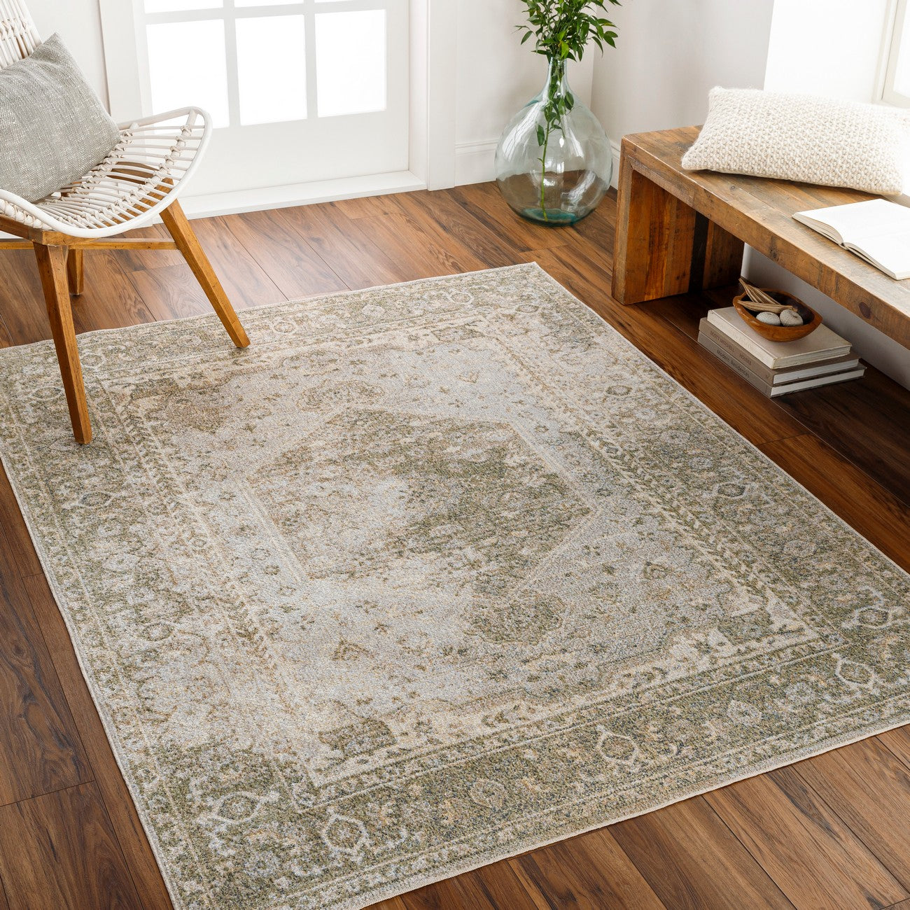 BOKA Machine Washable Traditional Boho Camel Area Rug Roomscene