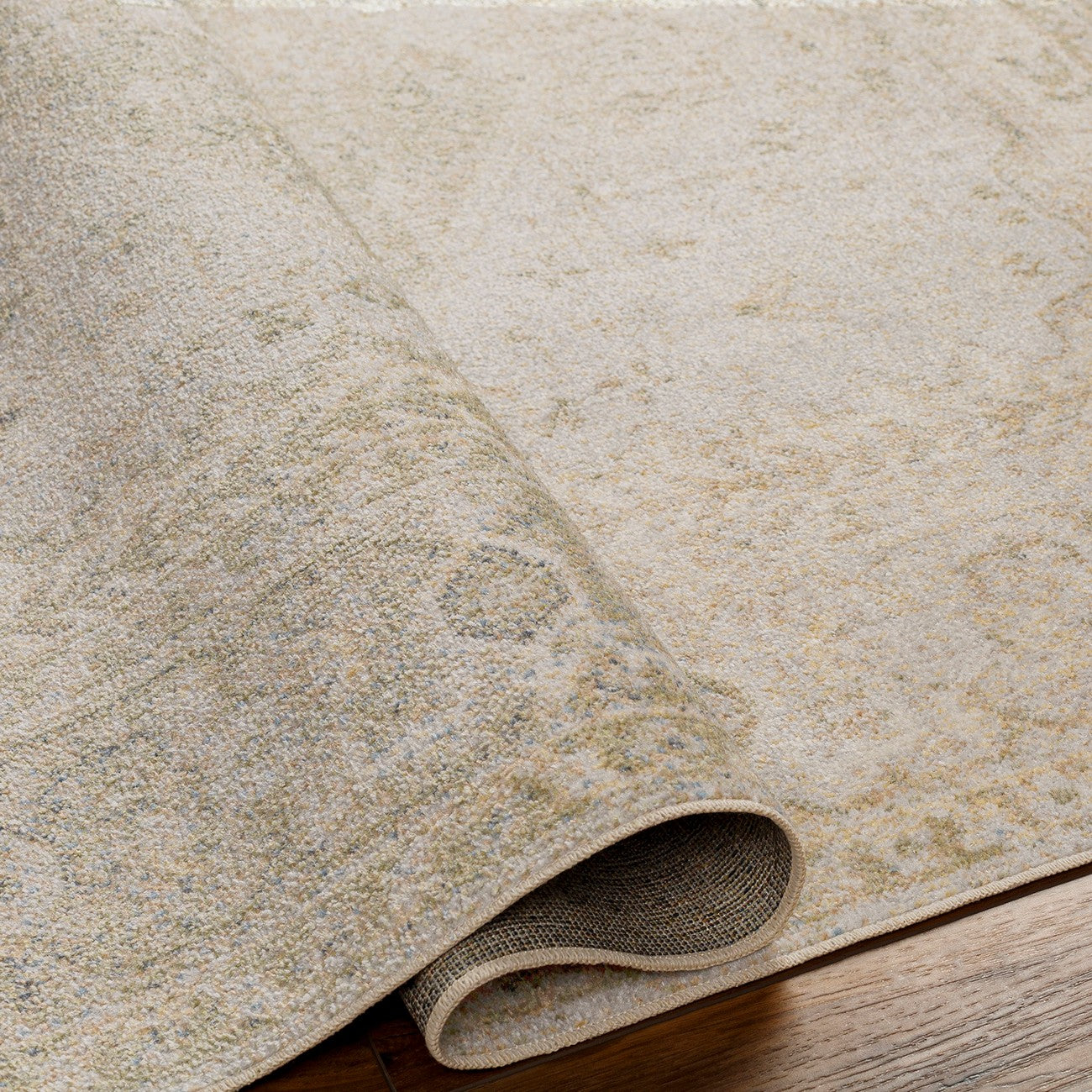 BOKA Machine Washable Traditional Boho Camel Area Rug Fold