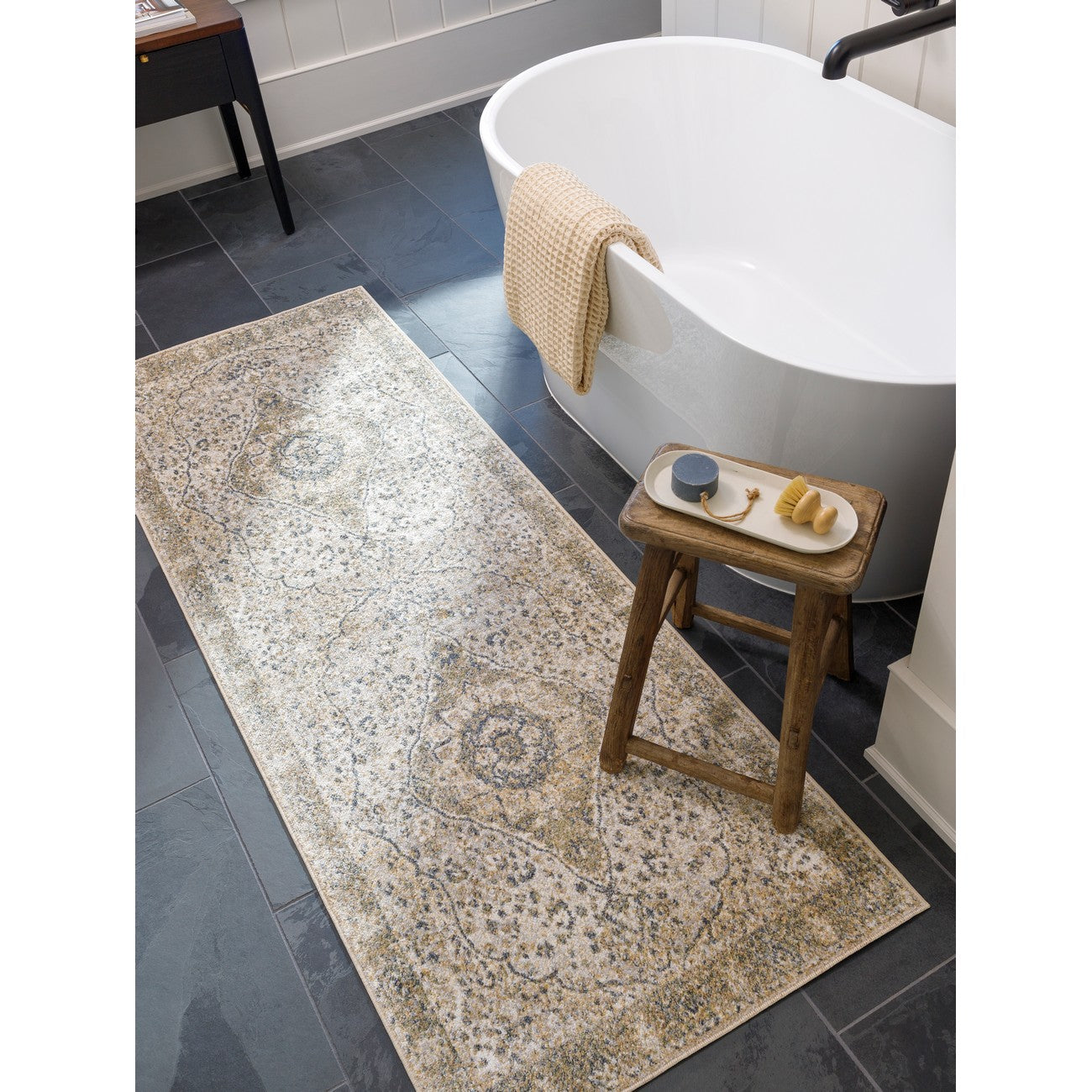 CELINE Machine Washable Traditional Boho Camel Area Rug Roomscene