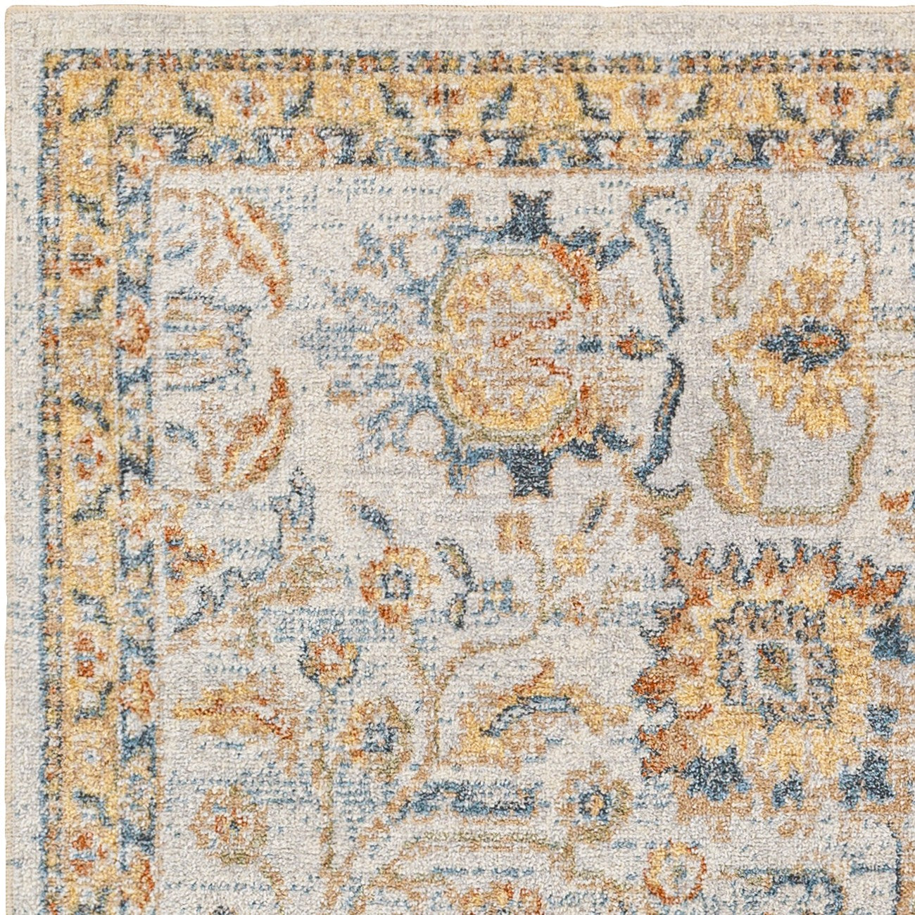 ESTHER Machine Washable Traditional Boho Grey/Oatmeal Area Rug Zoom