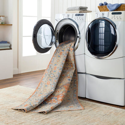BOKA Machine Washable Traditional Boho Burnt Orange Area Rug Styleshot