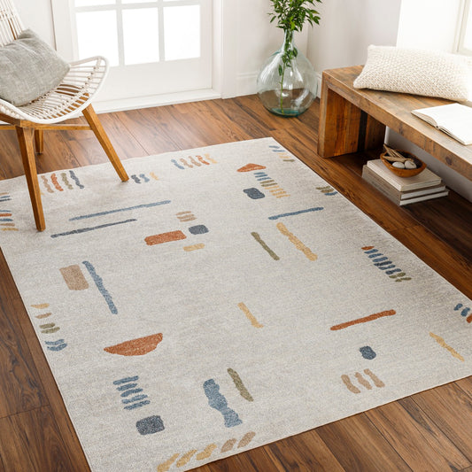 AMELIA Machine Washable Modern Beige Area Rug Roomscene