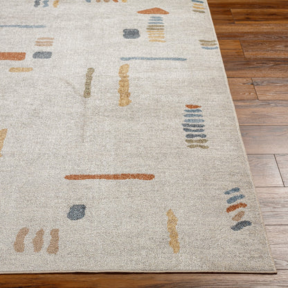 AMELIA Machine Washable Modern Beige Area Rug Front