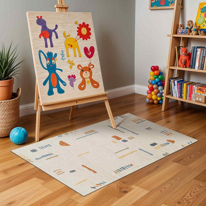 AMELIA Machine Washable Modern Beige Area Rug Roomscene