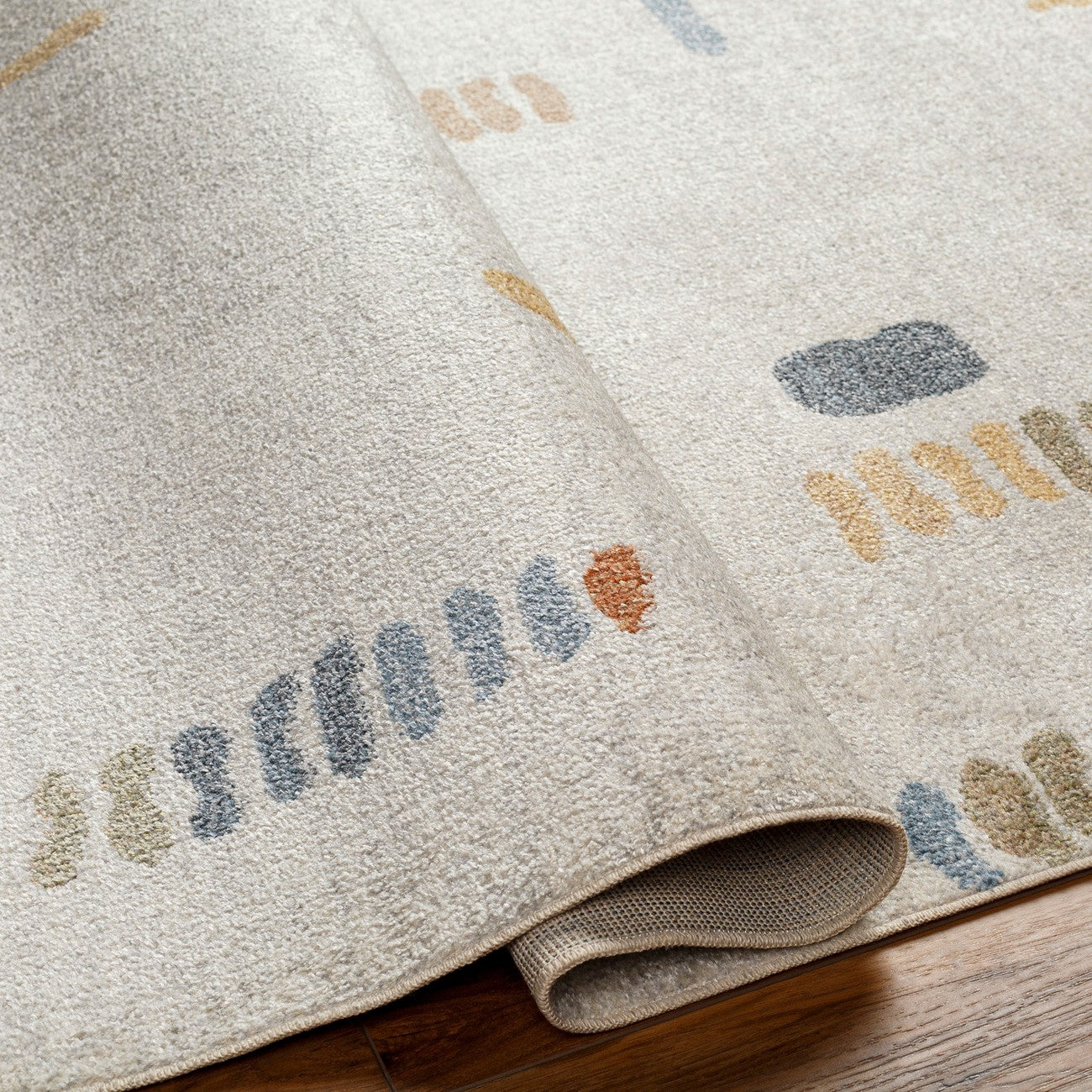 AMELIA Machine Washable Modern Beige Area Rug Fold