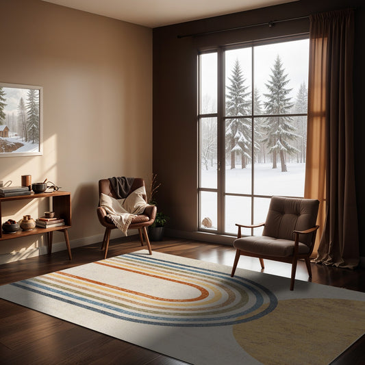 BARBARA Machine Washable Modern Beige Area Rug Roomscene