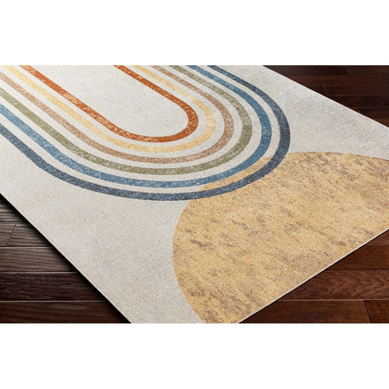 BARBARA Machine Washable Modern Beige Area Rug Corner