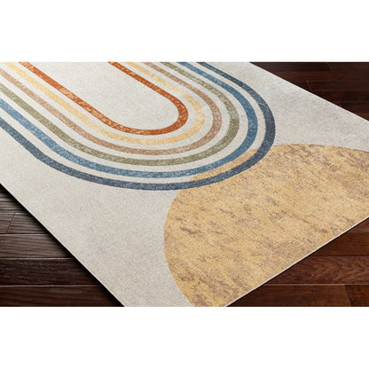 BARBARA Machine Washable Modern Beige Area Rug Corner