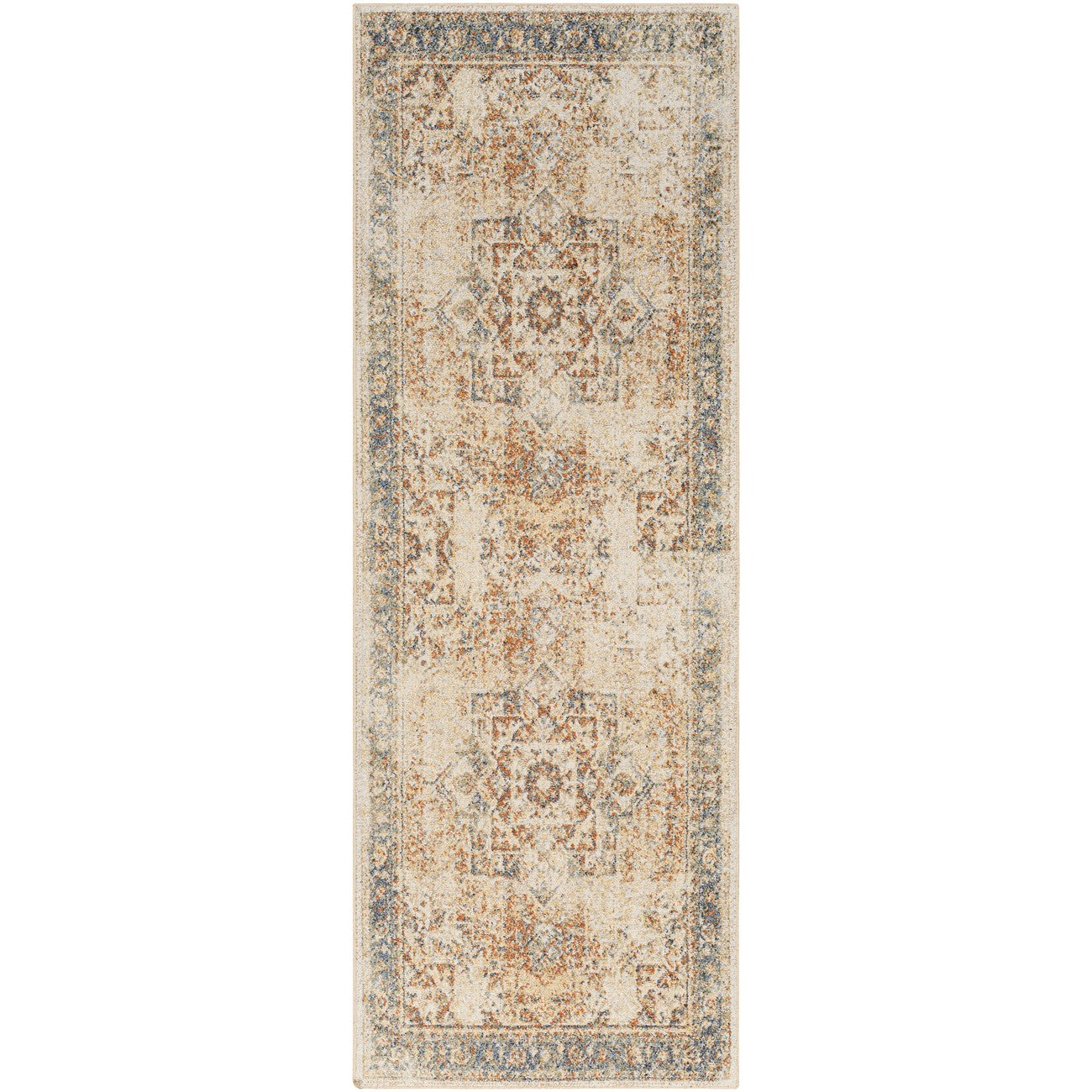 ALORA Machine Washable Traditional Boho Burnt Orange Area Rug Flat