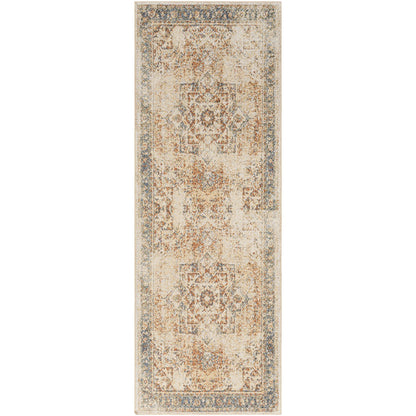 ALORA Machine Washable Traditional Boho Burnt Orange Area Rug Flat